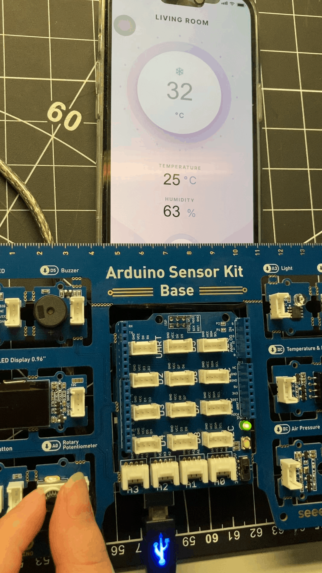 The program runs successfully, confirming the sensor functions properly.