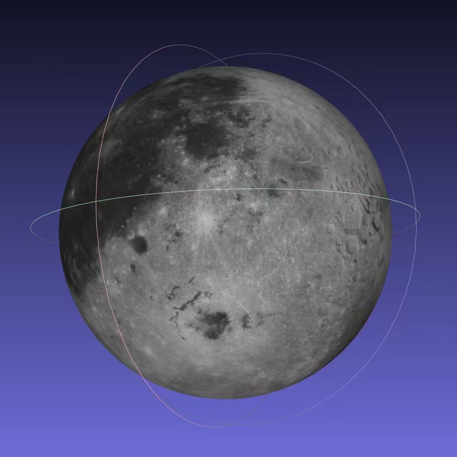A 3D lunar model was selected to serve as a reference for particle system movement in subsequent production stages.